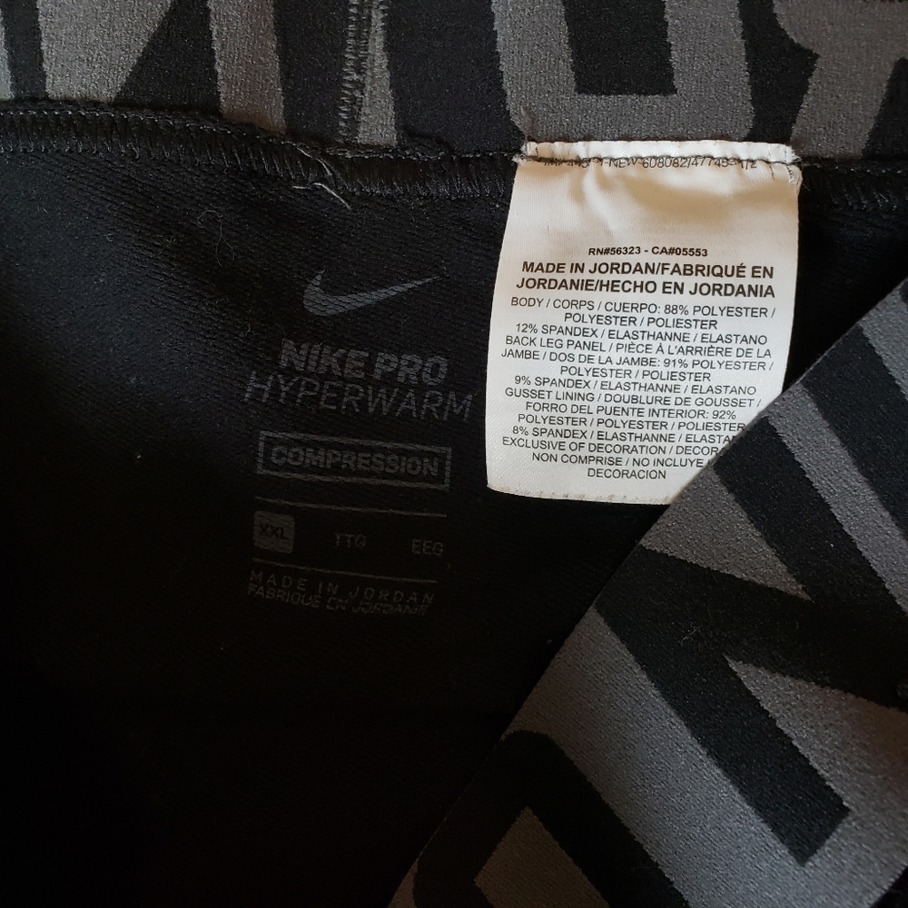 Nike Pro Hyperwarm Black Compression Leggings 32 - image 5